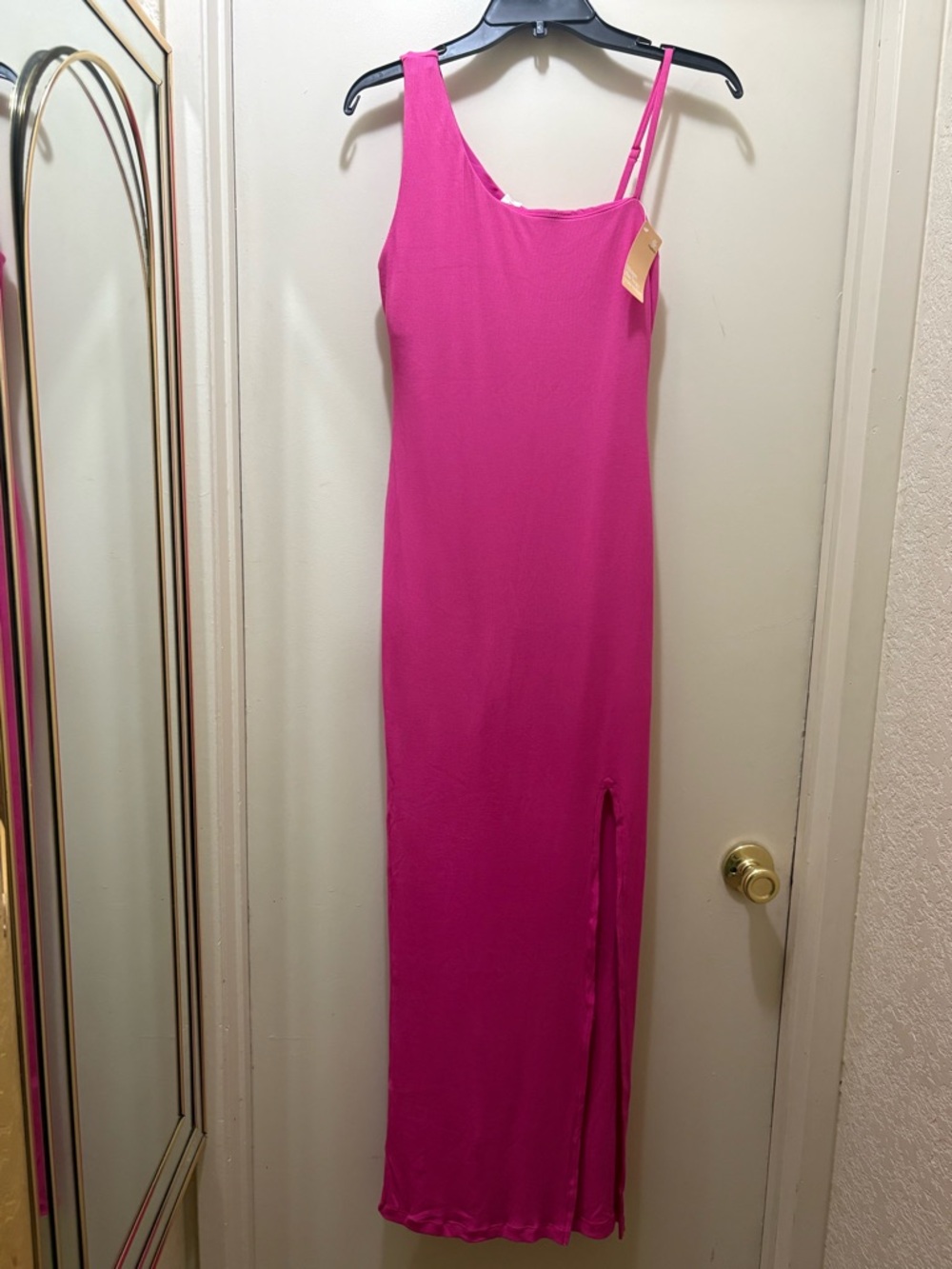 NWT One-Shoulder Fuchsia Maxi Dress by